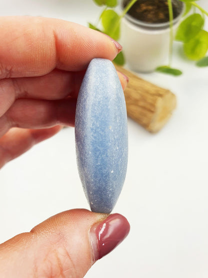 Lovely Angelite Palm / Angelite Palm Stone / Pocket Stone / Meditation Palm / Reiki Crystal Palm - 55g