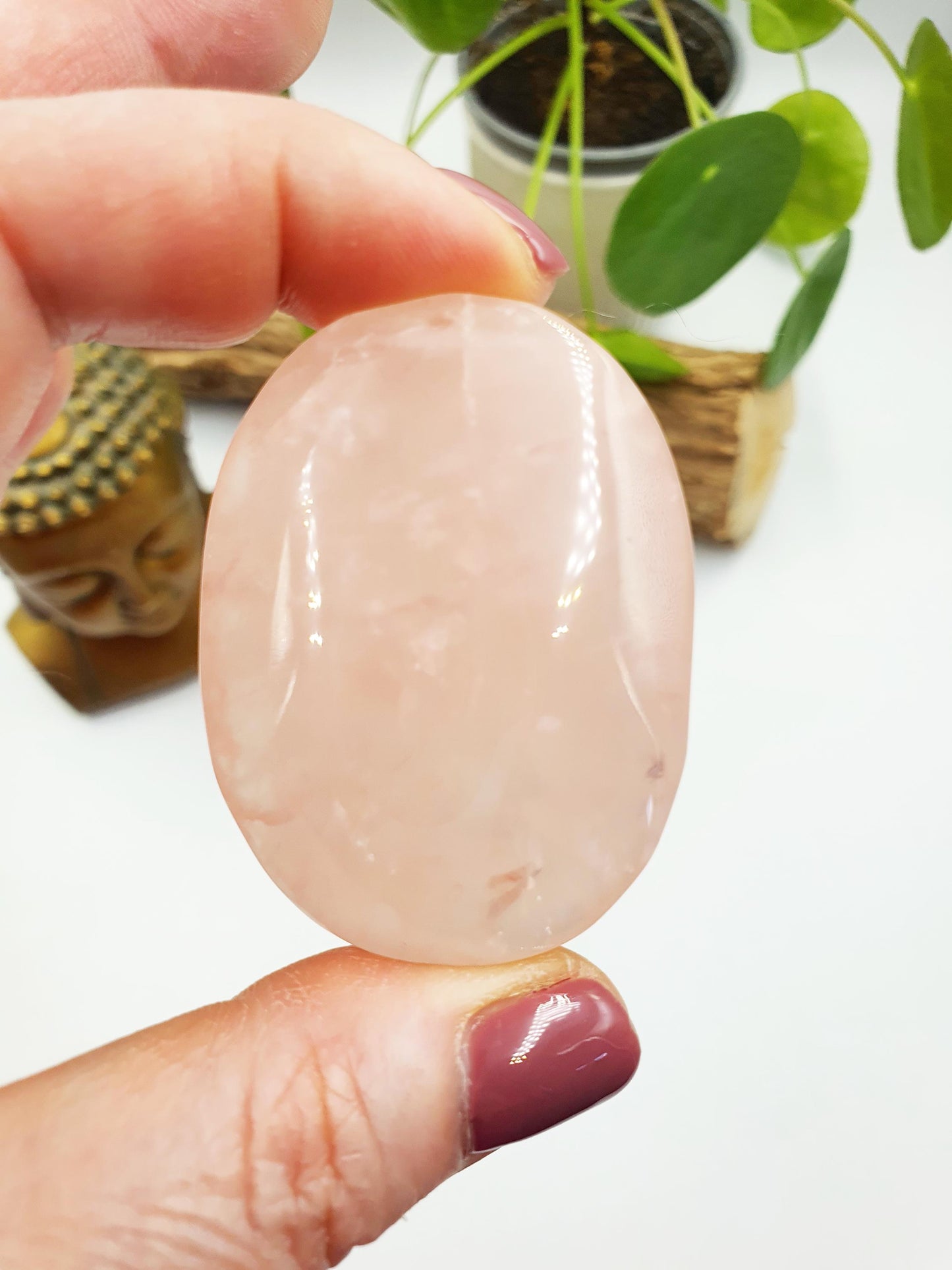 Beautiful Rose Quartz Palm with rainbow flashes / Rose Quartz Palm Stone / Meditation Crystal / Reiki Crystal Palm - 60g