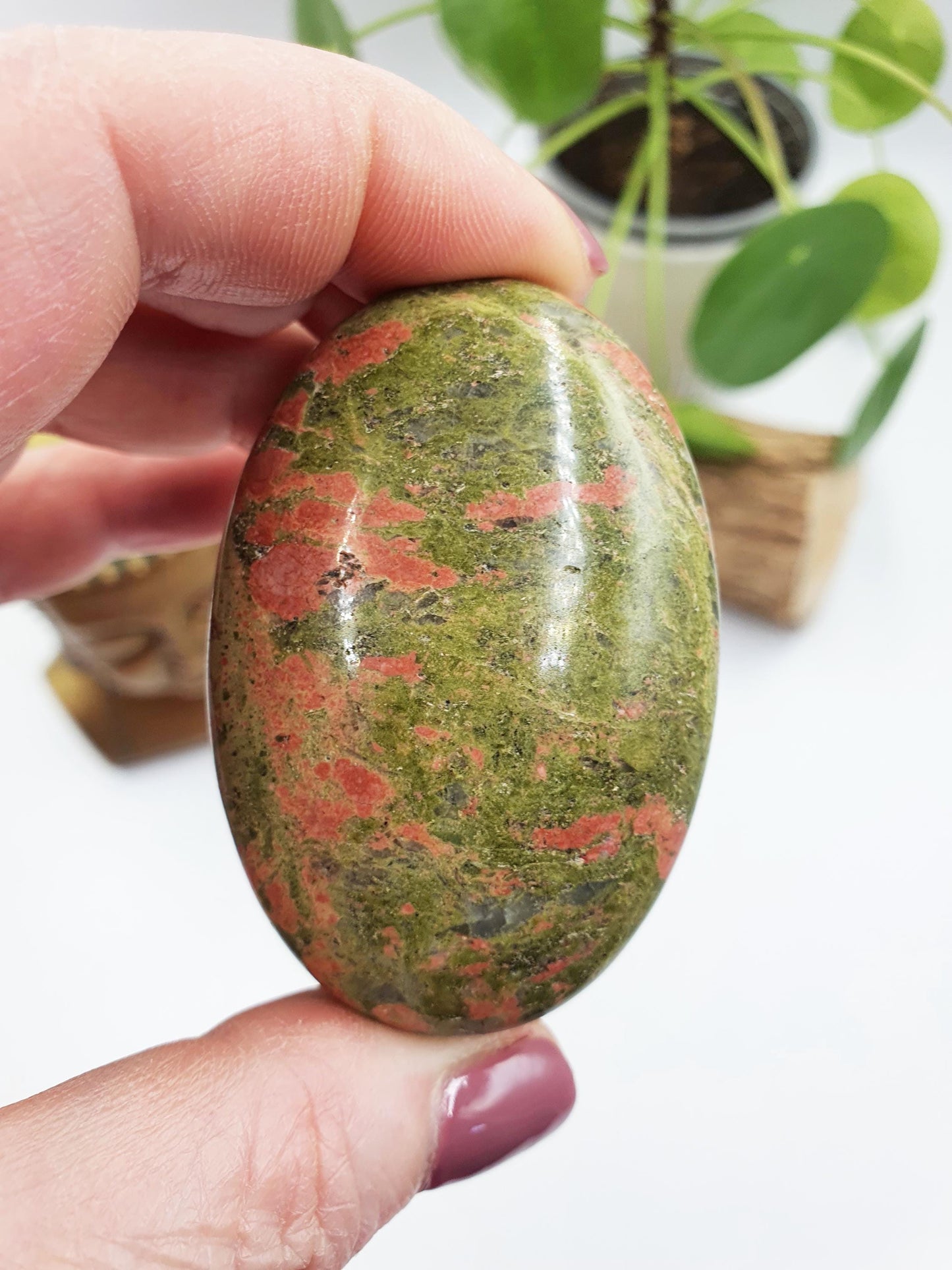 Beautiful Unakite Palm / Unakite Palm Stone / Pocket Stone / Meditation Palm / Reiki Crystal Palm - 85g