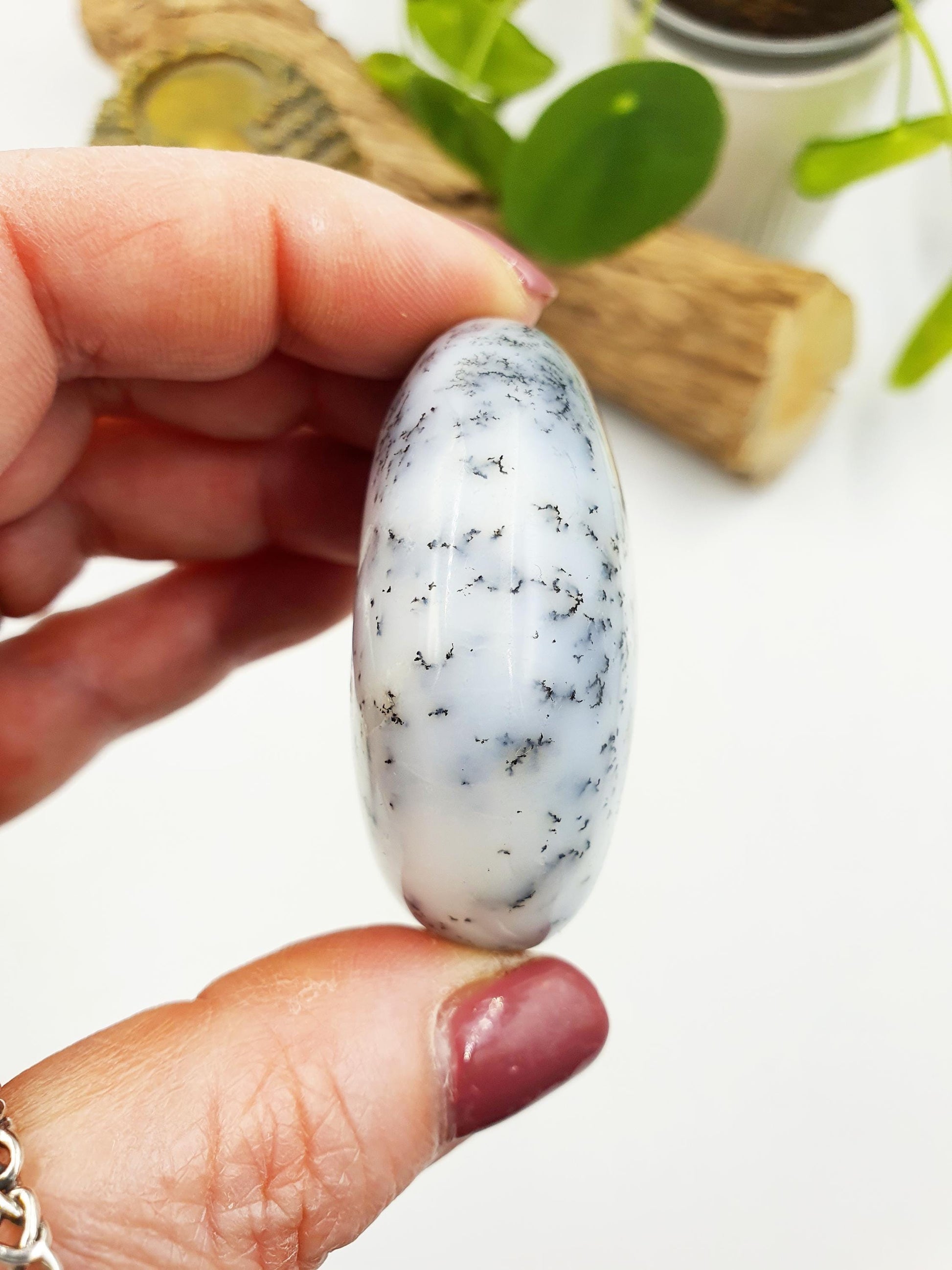 Dendritic Opal Palm / Dendritic Opal Palm Stone / Meditation Palm / Reiki Crystal Palm - 70g