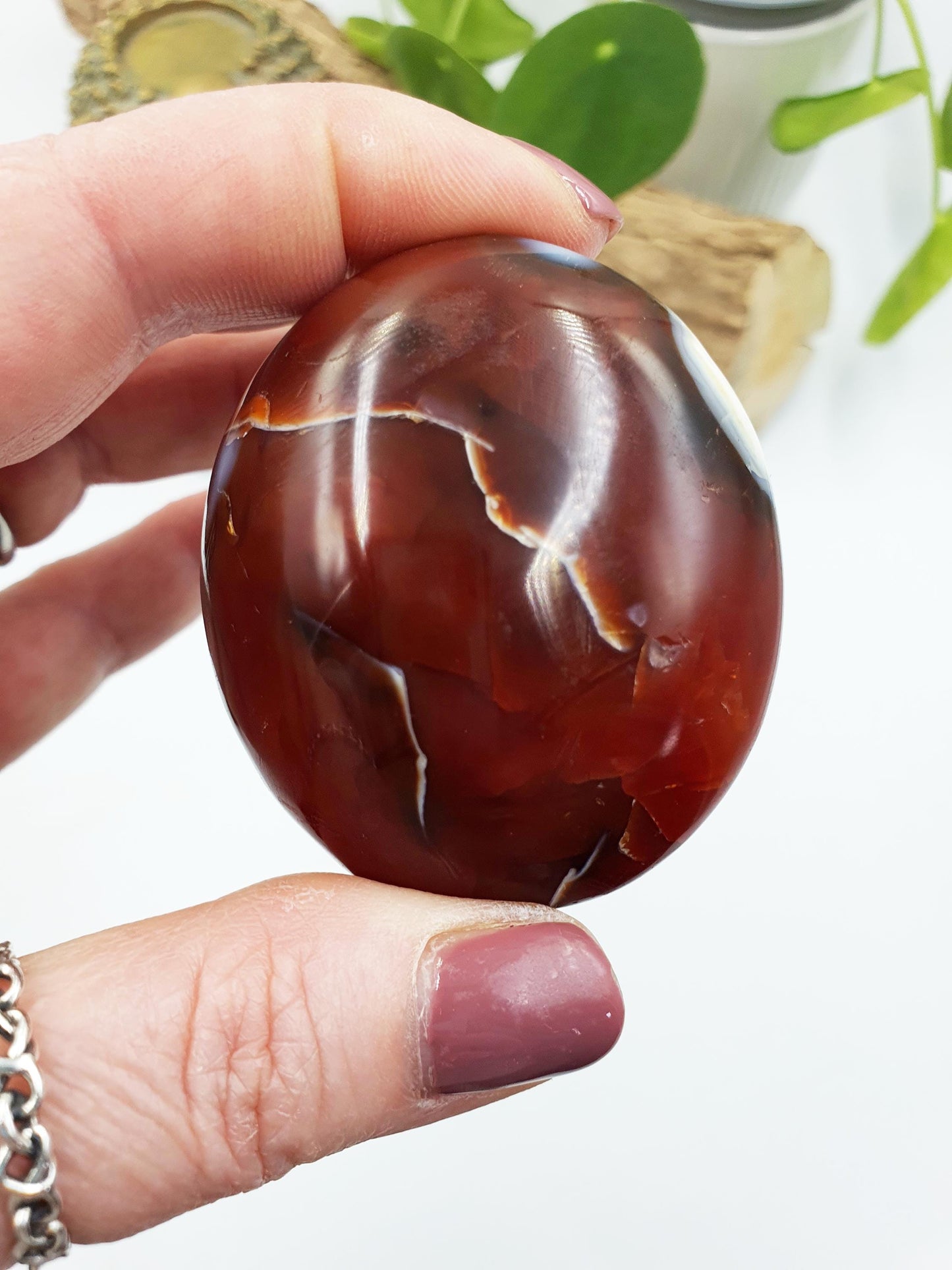 Beautiful Unique Carnelian Palm / Carnelian Palm Stone / Carnelian Pocket Stone / Meditation Palm / Reiki Crystal Palm - 110g