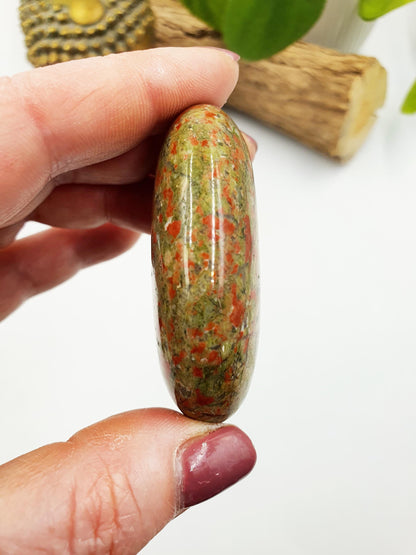 Unakite Palm / Unakite Palm Stone / Pocket Stone / Meditation Palm / Reiki Crystal Palm - 75g