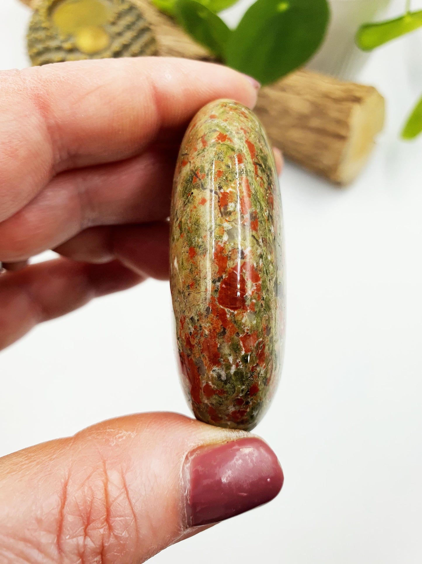 Unakite Palm / Unakite Palm Stone / Pocket Stone / Meditation Palm / Reiki Crystal Palm - 75g