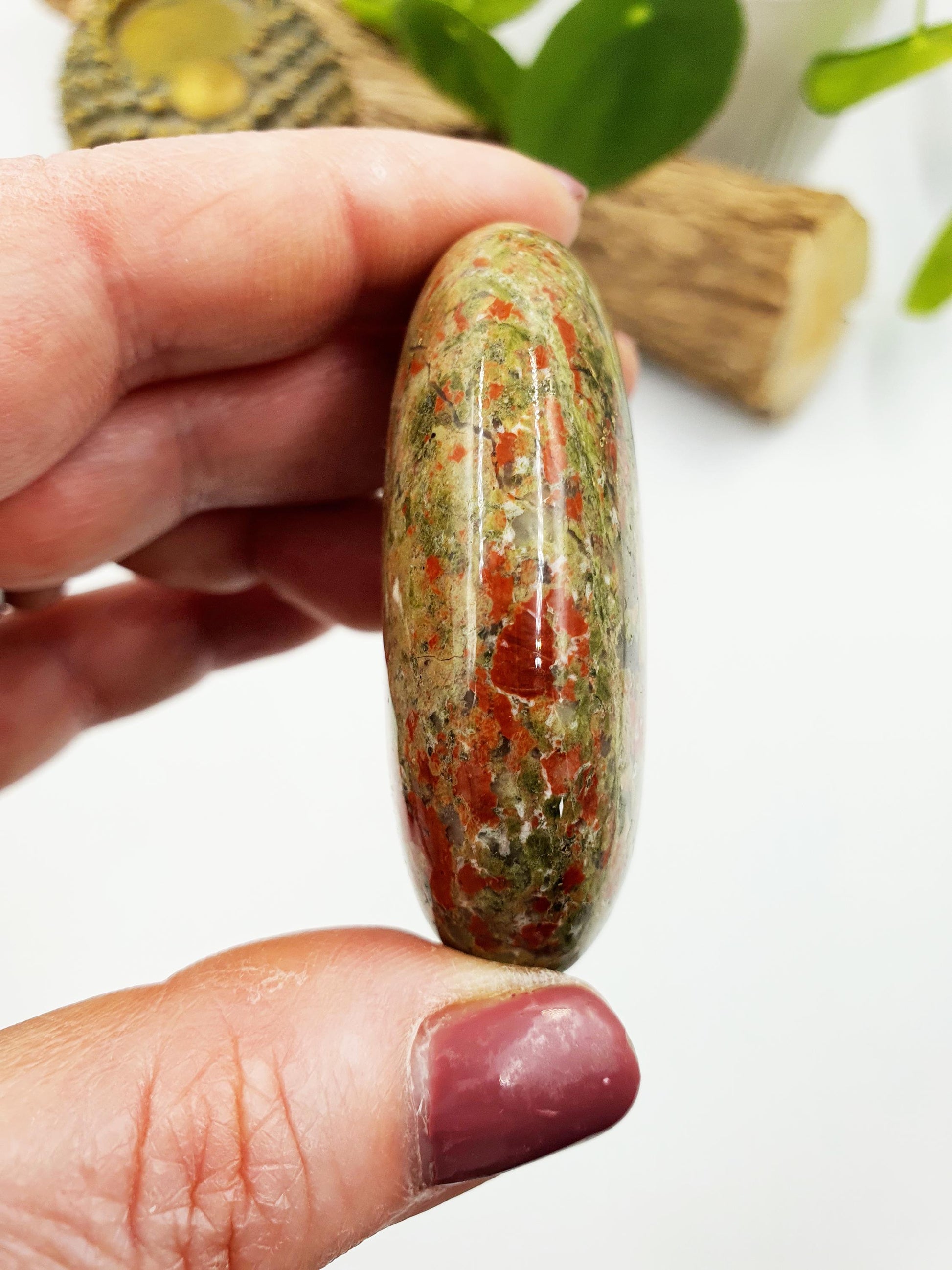 Unakite Palm / Unakite Palm Stone / Pocket Stone / Meditation Palm / Reiki Crystal Palm - 75g