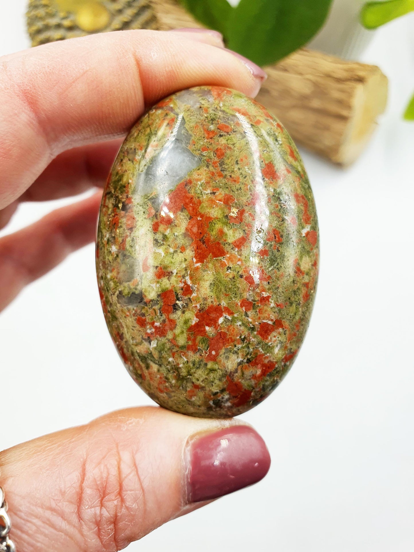 Unakite Palm / Unakite Palm Stone / Pocket Stone / Meditation Palm / Reiki Crystal Palm - 75g