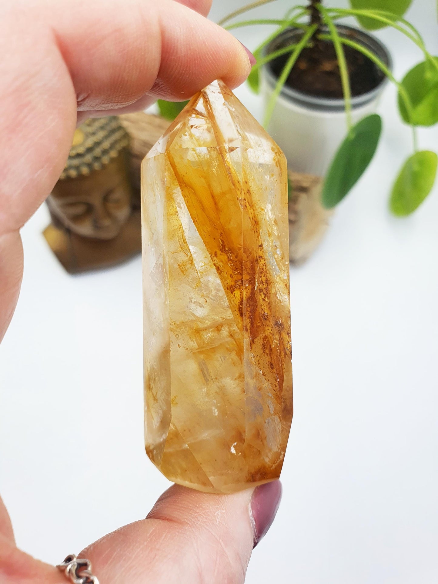 Golden Healer Tower / Golden Healer Crystal Point / Healer Quartz Obelisk / Healing Tower - 85g