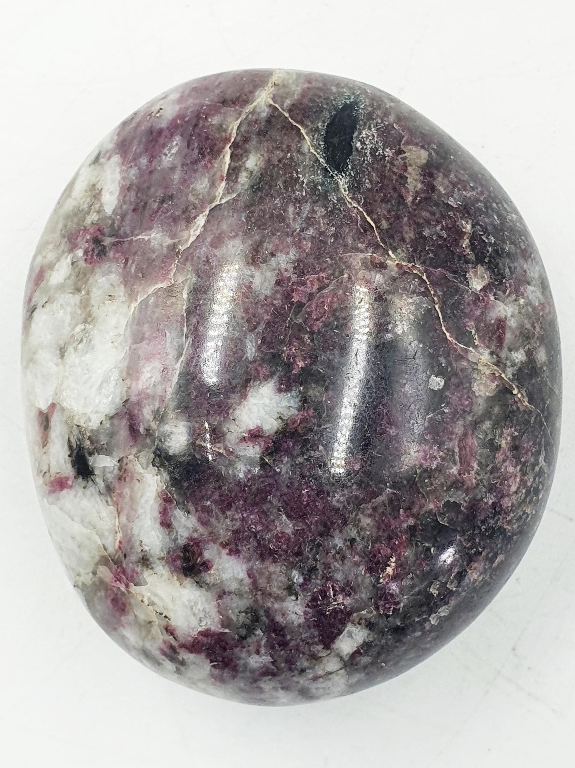 Large Plum Tourmaline Palm / Plum Blossom Tourmaline Palm Stone / Pocket Stone / Meditation Palm / Reiki Crystal Palm - 135g