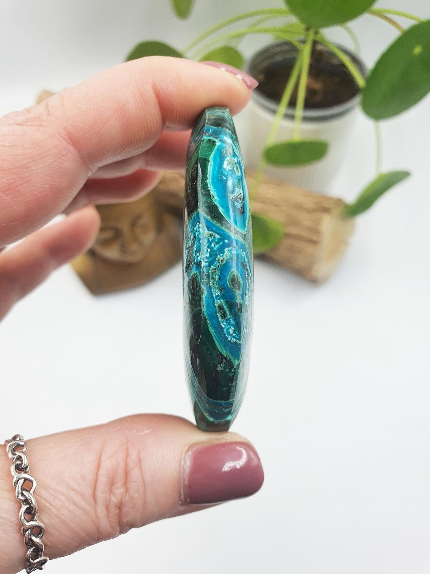 Beautiful Chrysocolla Palm / Chrysocolla Palm Stone / Rare Crystal Palm / Meditation Palm / Reiki Crystal Palm - 80g