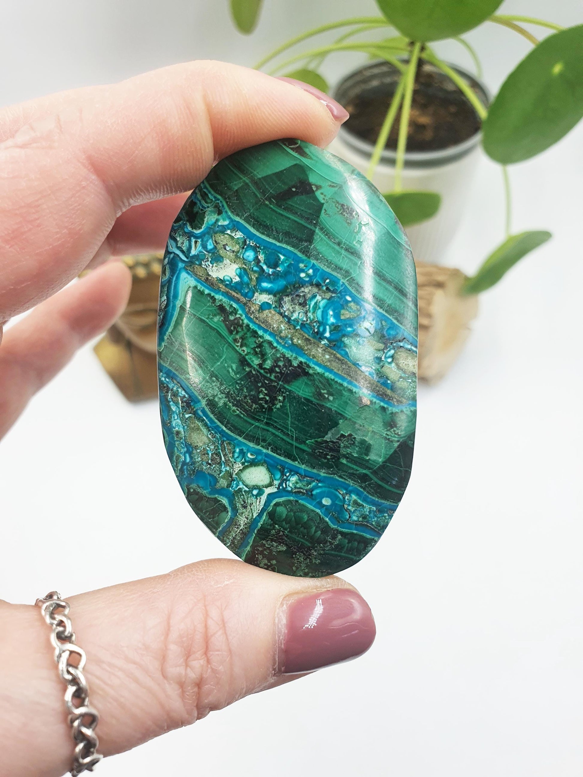 Beautiful Chrysocolla Palm / Chrysocolla Palm Stone / Rare Crystal Palm / Meditation Palm / Reiki Crystal Palm - 80g