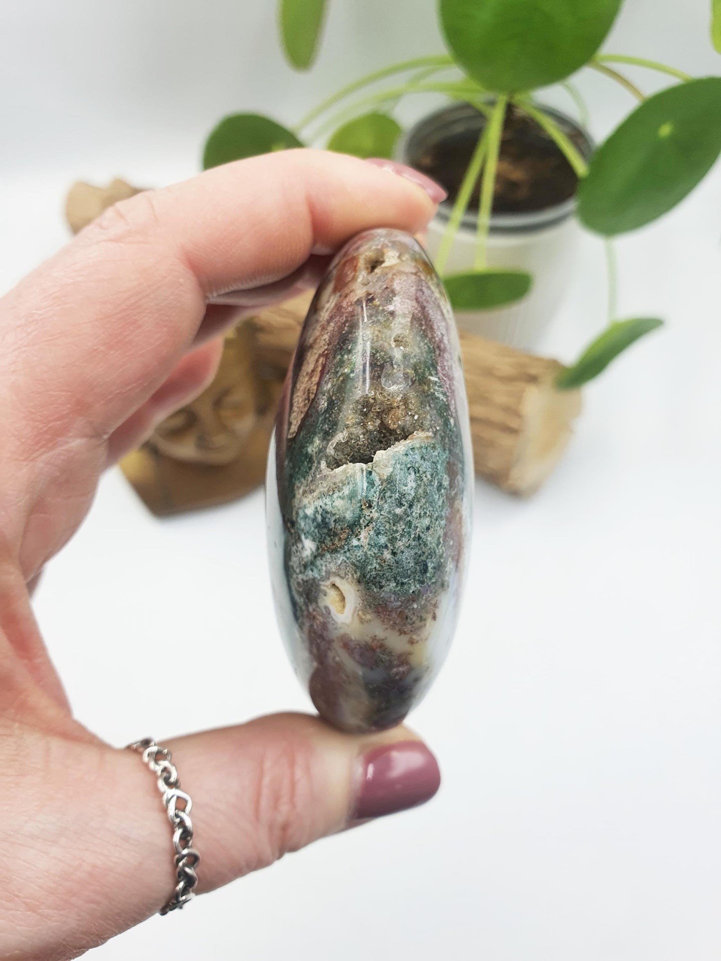 Huge Beautiful Ocean Jasper Palm / Ocean Jasper Palm stone / OJ Palm / Meditation Palm / Reiki Crystal Palm/ OJ Freeform - 210g