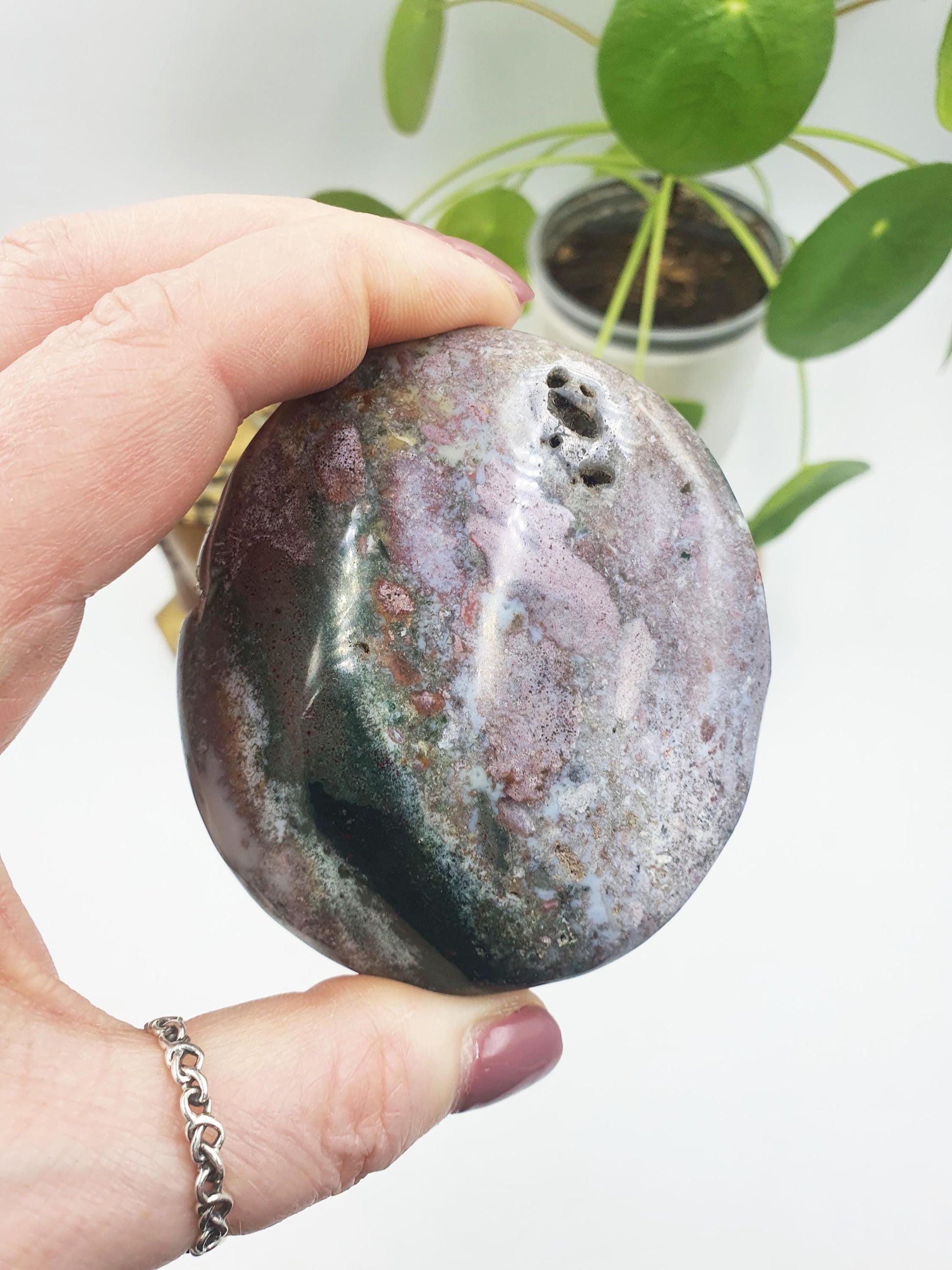 Huge Beautiful Ocean Jasper Palm / Ocean Jasper Palm stone / OJ Palm / Meditation Palm / Reiki Crystal Palm/ OJ Freeform - 210g