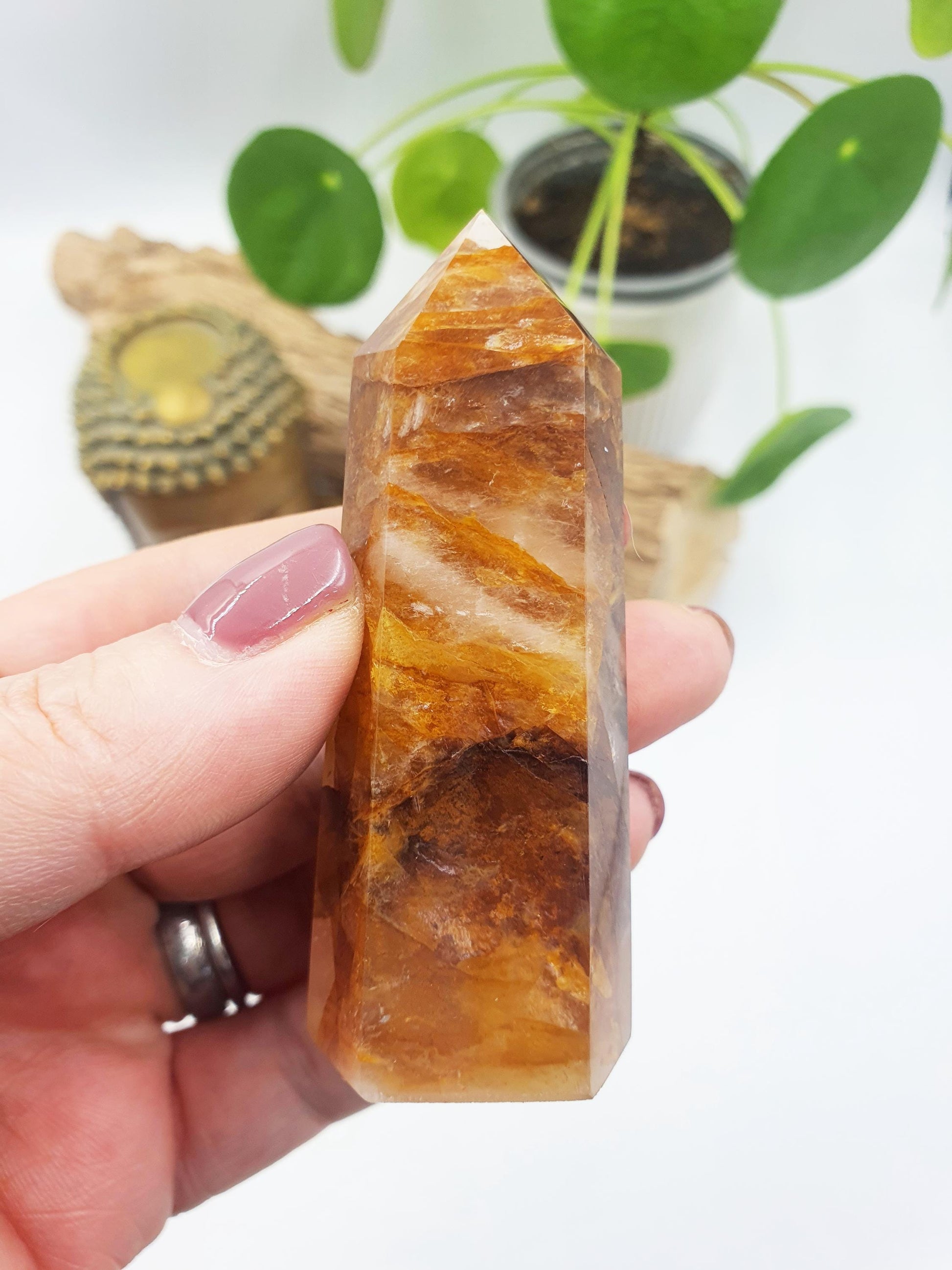 Golden Healer Tower / Golden Healer Crystal Point / Healer Quartz Obelisk / Healing Tower - 95g