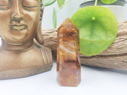 Golden Healer Tower / Golden Healer Crystal Point / Healer Quartz Obelisk / Healing Tower - 95g