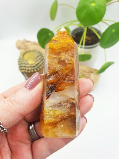 Golden Healer Tower / Golden Healer Crystal Point / Healer Quartz Obelisk / Healing Tower - 95g