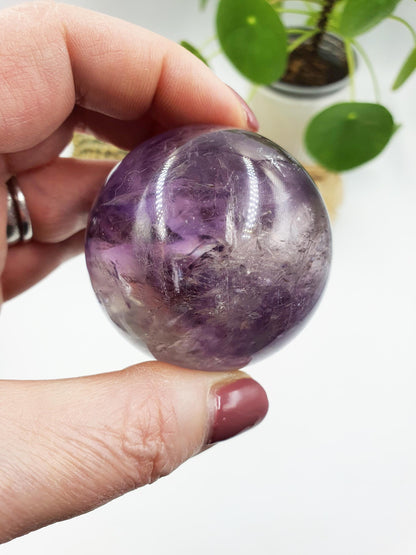 A Grade Phantom Amethyst Sphere with rainbow/ High Grade Amethyst Crystal Ball / Crystal Collectors Sphere - 51mm