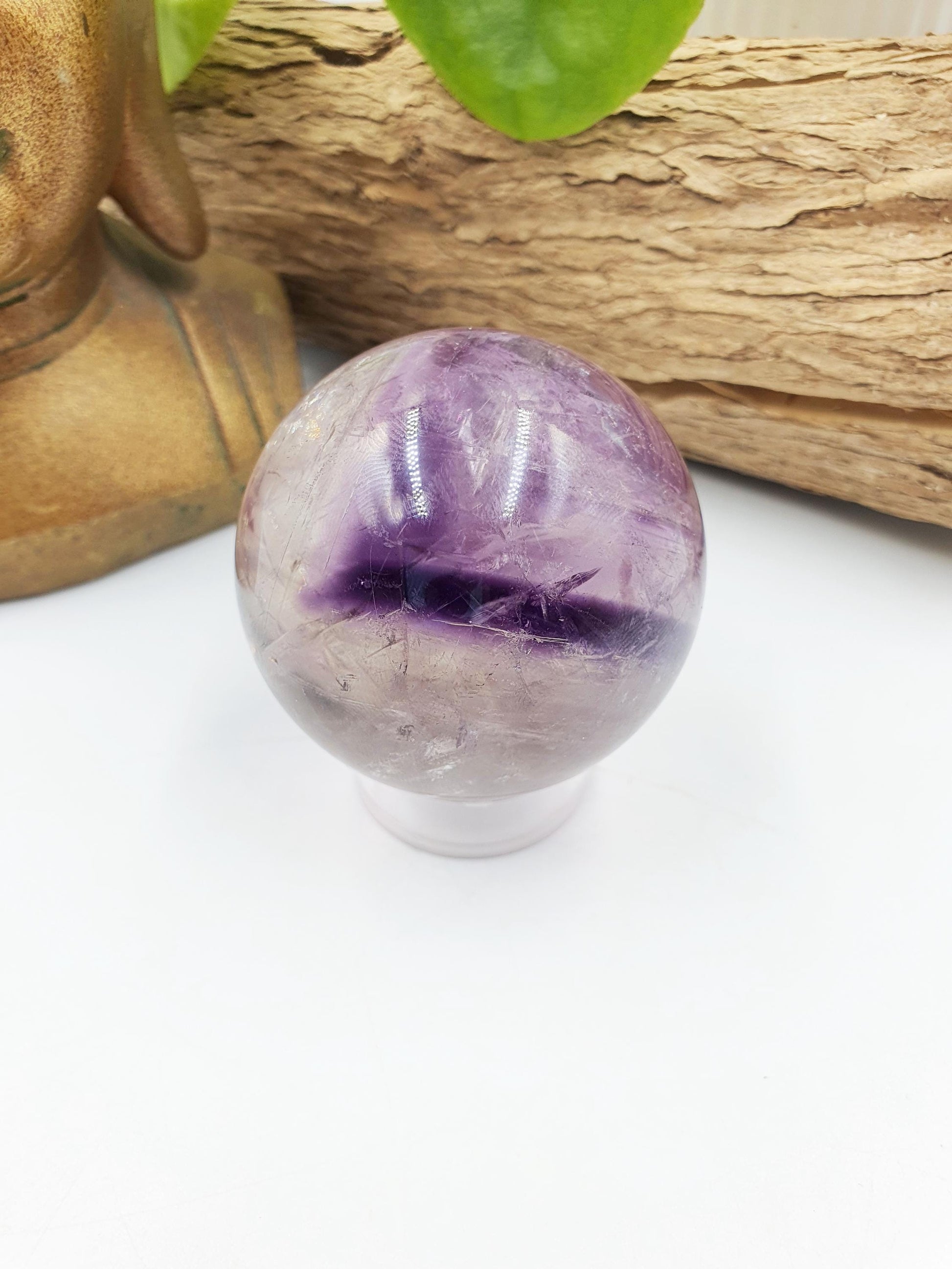 A Grade Phantom Amethyst Sphere with rainbow/ High Grade Amethyst Crystal Ball / Crystal Collectors Sphere - 51mm