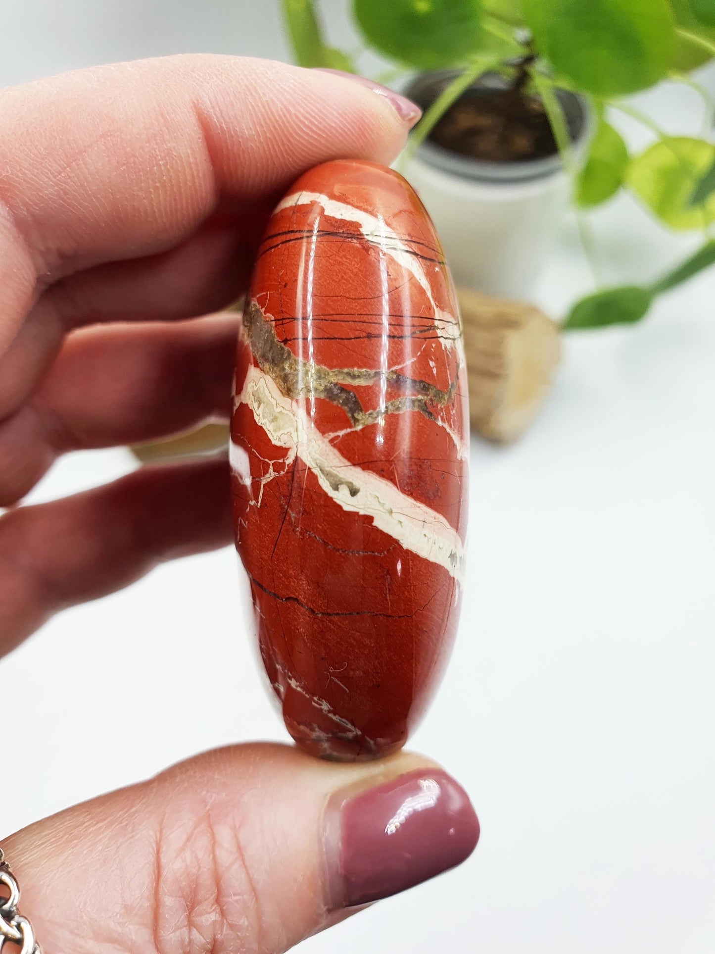 Red Jasper Palm / Red Jasper Palm Stone / Pocket Crystal / Meditation Palm / Reiki Crystal Palm - 110g