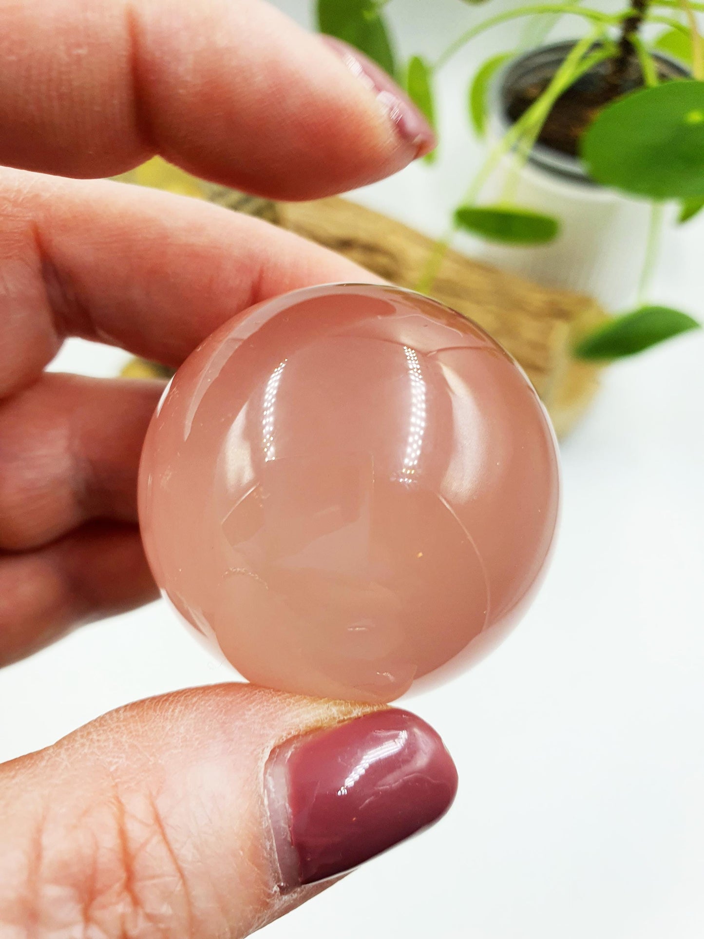 Rare Rose Quartz with Garden and strong Starlight and rainbow / Garden Rose Quartz Sphere / Collectors Crystal Sphere - 38.7mm