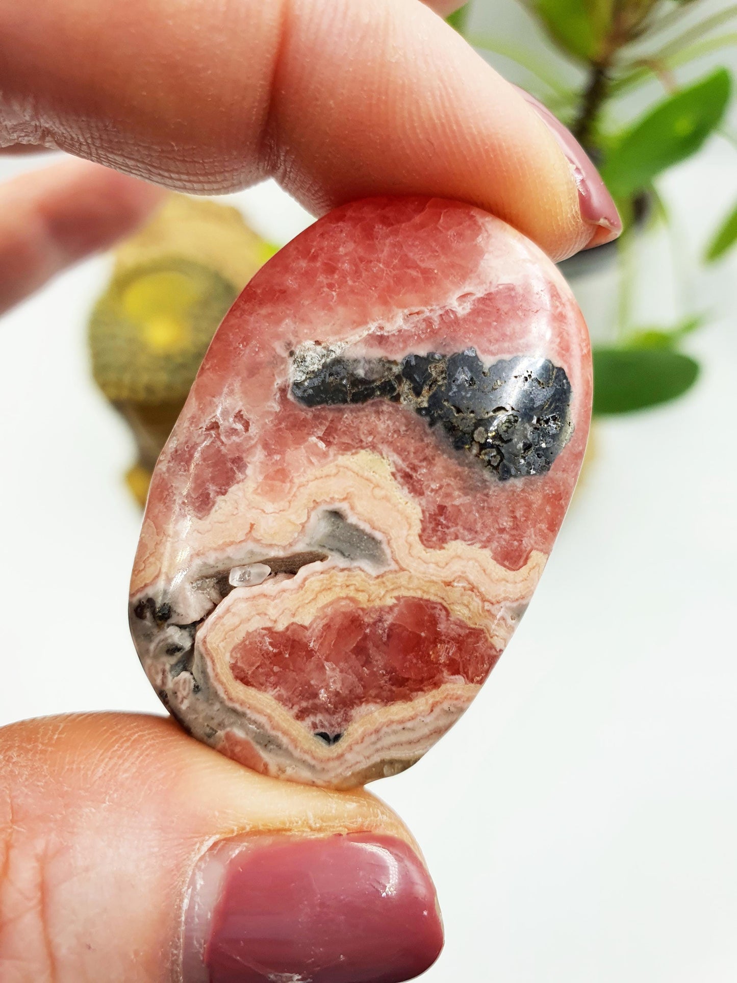 High Grade Rhodochrosite Palm / Rhodochrosite Palm Stone / Rhodochrosite Meditation Crystal / Reiki Crystal Palm - 25g