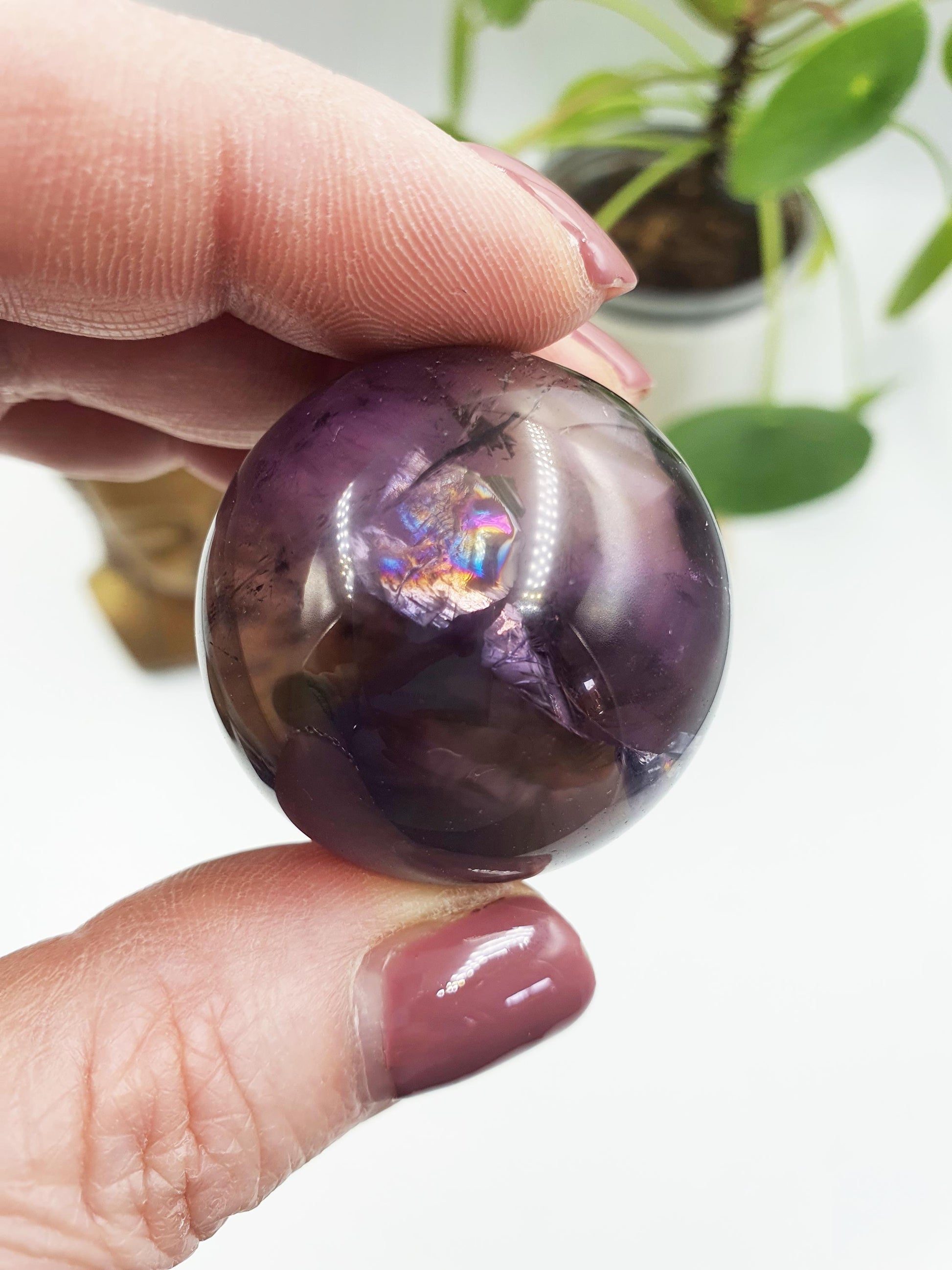 Beautiful Amethyst Sphere with rainbows / Amethyst Healing Sphere / Amethyst Crystal Ball - 34mm