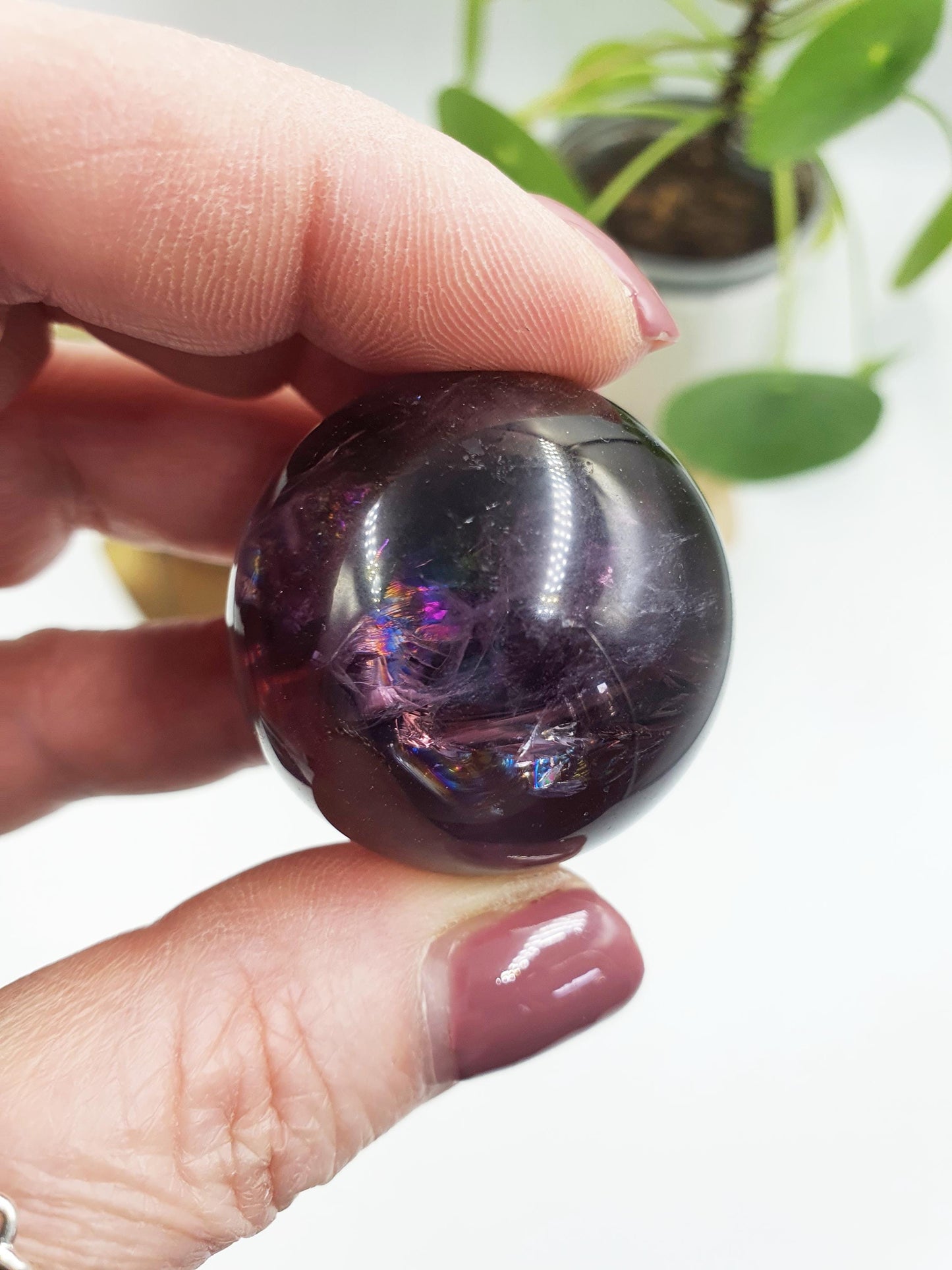 Beautiful Amethyst Sphere with rainbows / Amethyst Healing Sphere / Amethyst Crystal Ball - 34mm