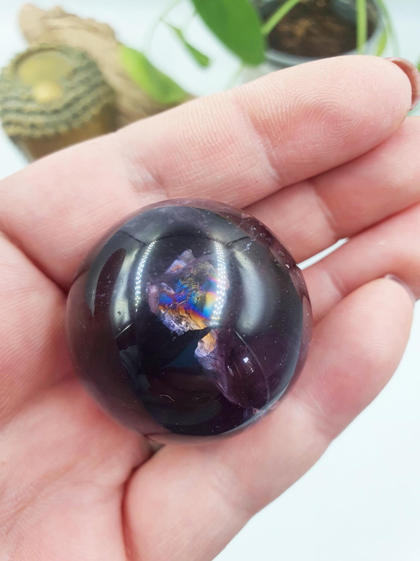 Beautiful Amethyst Sphere with rainbows / Amethyst Healing Sphere / Amethyst Crystal Ball - 34mm