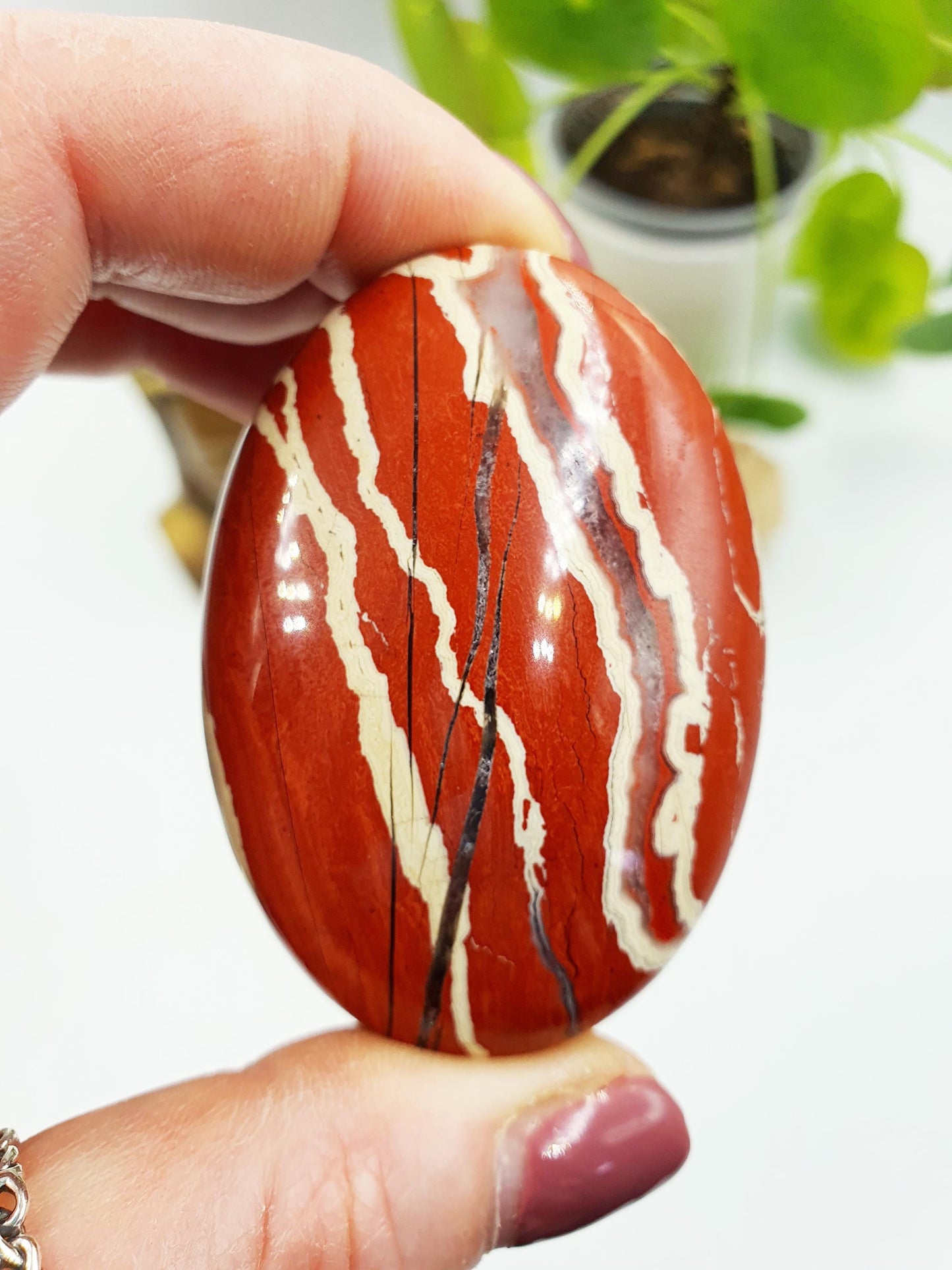 Red Jasper Palm / Red Jasper Palm Stone / Pocket Crystal / Meditation Palm / Reiki Crystal Palm - 95g