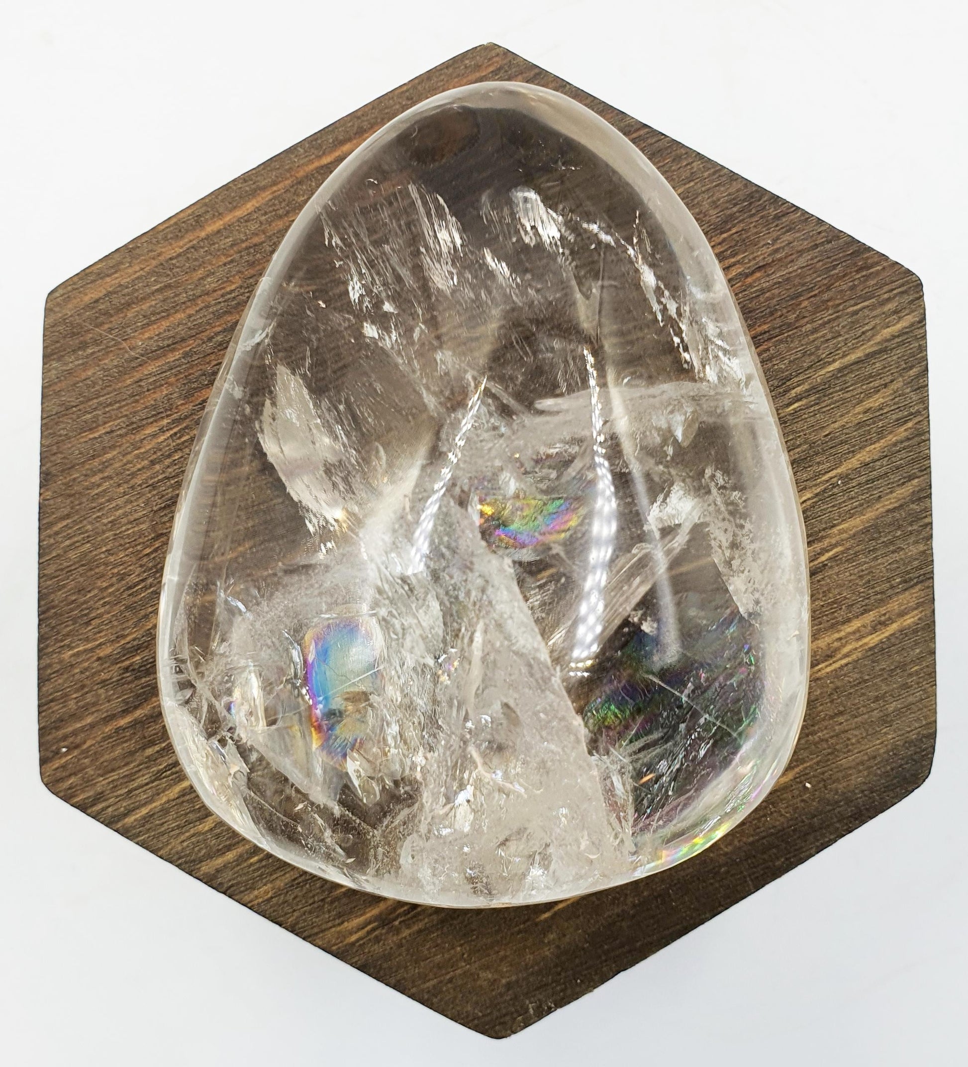 Lovely Teardrop Clear Quartz Palm full of raimbows / Clear Quartz Palm Stone with unique inclusions / Meditation Palm - 150g