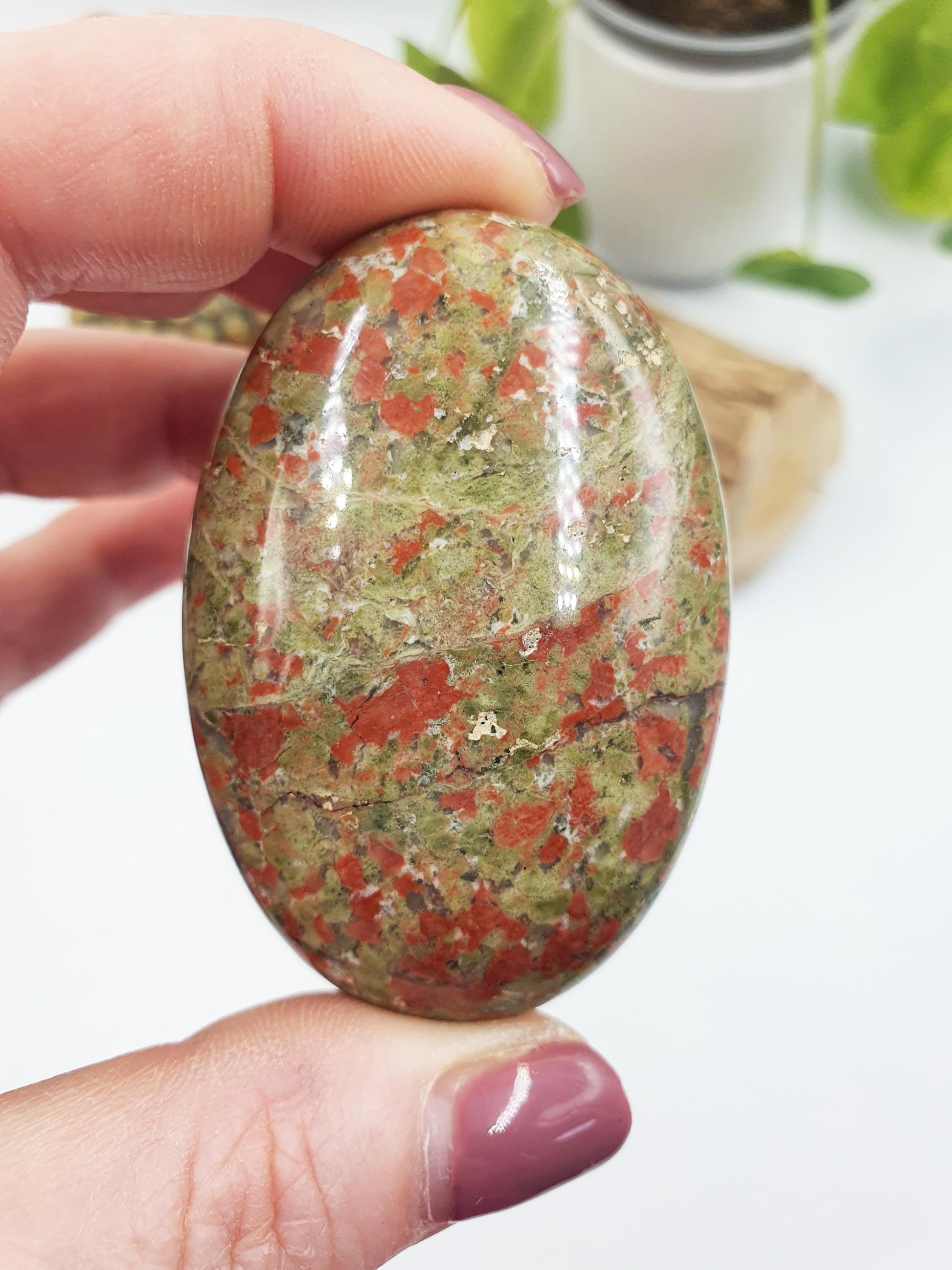 Pretty Unakite Palm / Unakite Palm Stone / Pocket Stone / Meditation Palm / Reiki Crystal Palm - 80g