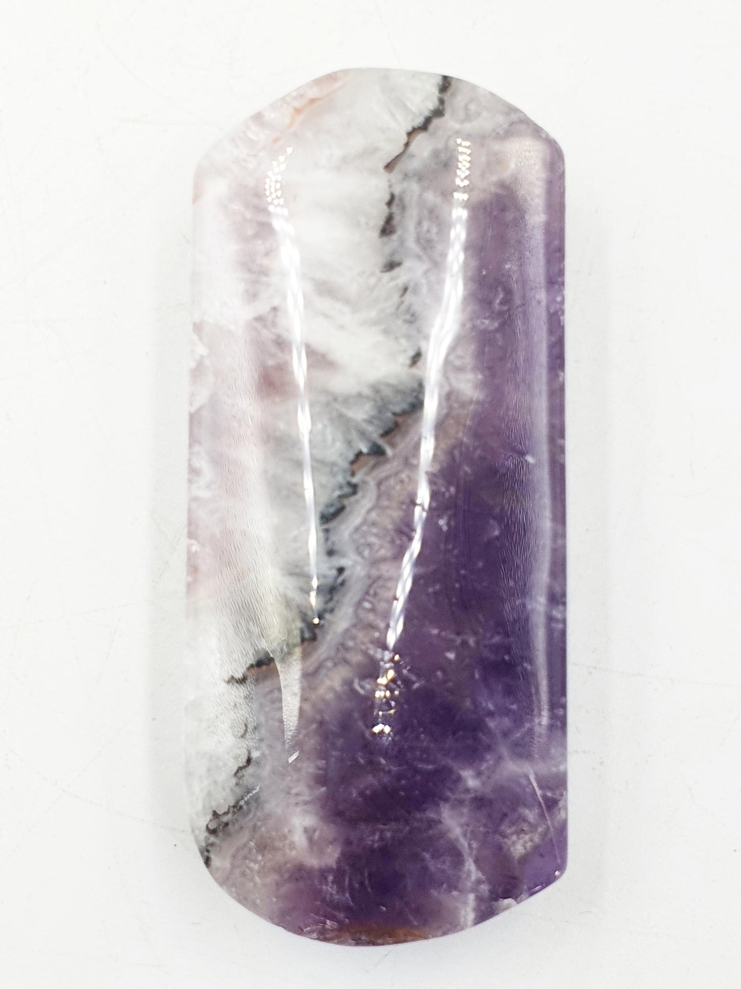 Large Unique Dream Amethyst Palm / Dream Amethyst Palm Stone / Chevron Amethyst Palm / Meditation Palm - 95g