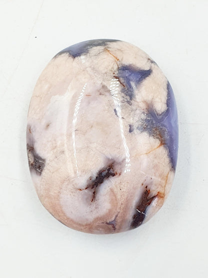 Cute Blue Flower Agate Drusy Palm / Sakura Agate Palm Stone / Blue Flower Agate Crystal / Meditation Palm - 60g