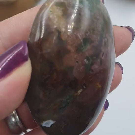 Ocean Jasper Palm / Ocean Jasper Palm stone / OJ Palm / Pocket Crystal / Meditation Palm - 84g