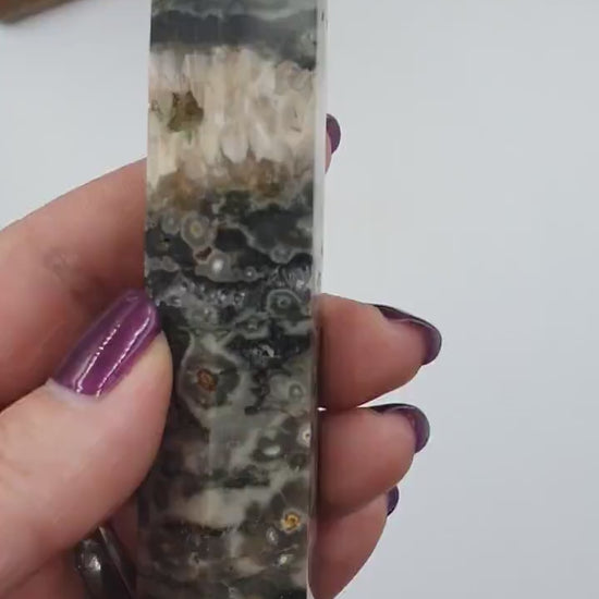 Ocean Jasper Tower / Ocean Jasper Point / Druzy Ocean Jasper Healing Tower - 155g