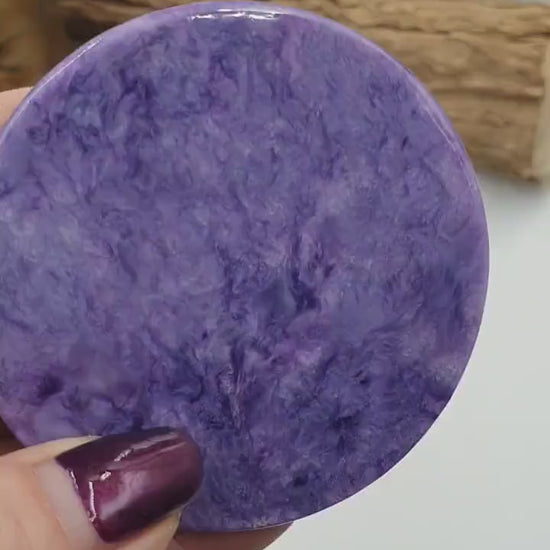 A Grade Flashy Beautiful Charoite Disc / Charoite Polished Slice - 35g