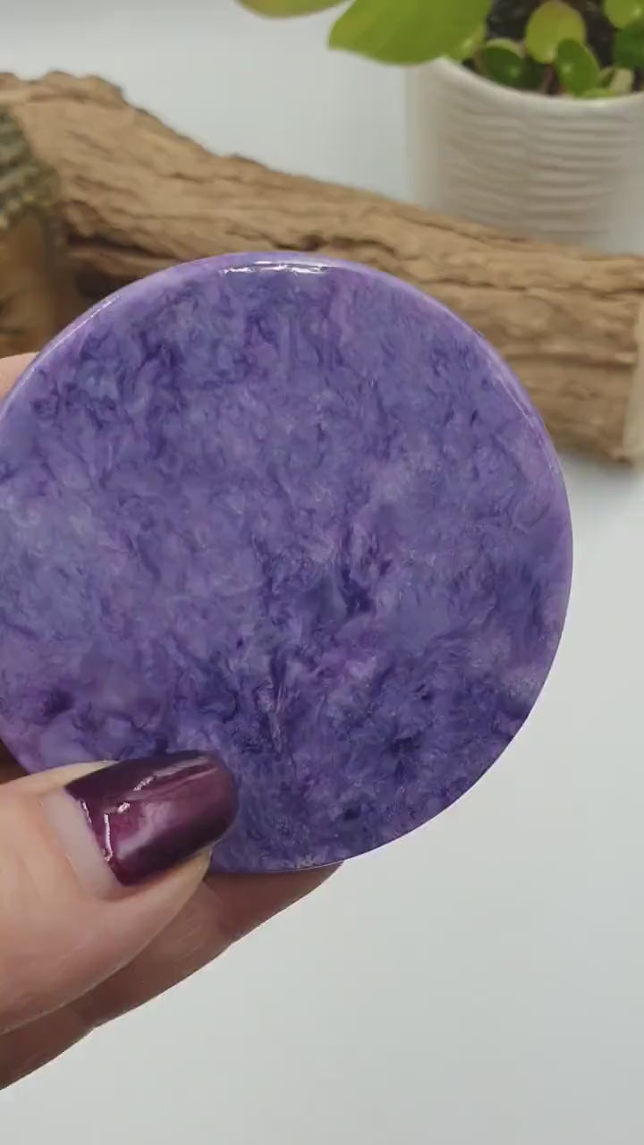 A Grade Flashy Beautiful Charoite Disc / Charoite Polished Slice - 35g